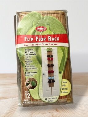 New JOKARI 100% Bamboo Flip Flop Rack - Over-the-Door/Wall Mount Holds 12 Pairs